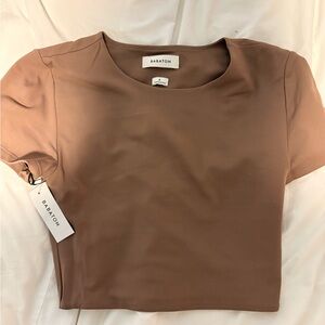 Babaton Short Sleeve Crewneck Top in Deep Taupe